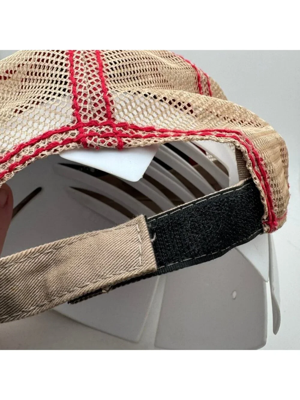 Sawbill Canoe Outfitters Distressed Trucker Hat Baseball Cap Tan Red One Size